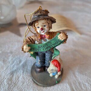 Vintage 1996 Flambro Little Emmett Baby's First Christmas Ornament 9135 Clown